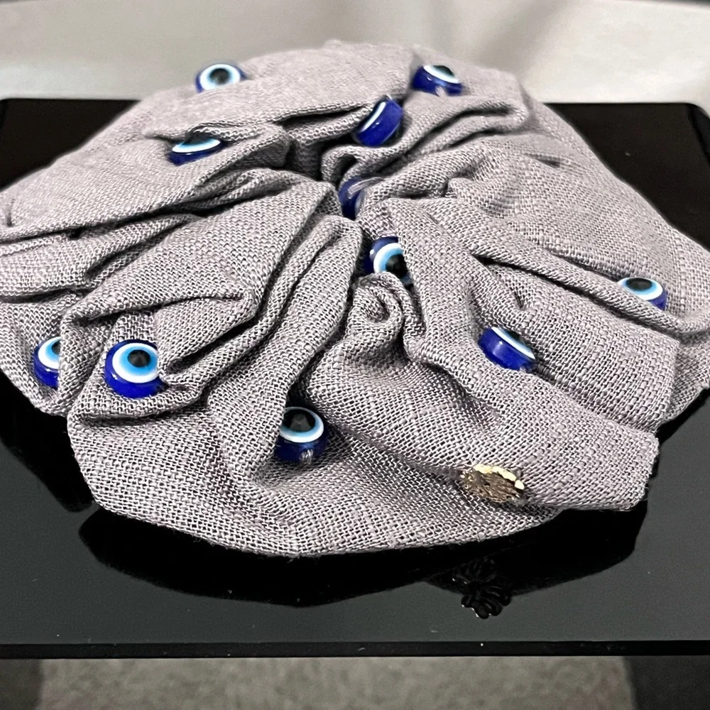 LELE SADOUGHI NWT AUTHENTIC EVIL 🧿EYE OVERSIZED WOVEN LINEN -BLEND SCRUNCHIE - Picture 9 of 11